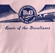 Baltimore & Ohio T Shirt Dieseliners PINK Railroad T Shirt Train T Shirt B&O Museum T Shirt Dieseliners T Shirt