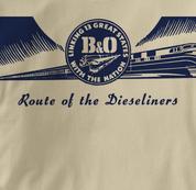 Baltimore & Ohio T Shirt Dieseliners TAN Railroad T Shirt Train T Shirt B&O Museum T Shirt Dieseliners T Shirt