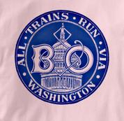 Baltimore & Ohio T Shirt Via Washington PINK Railroad T Shirt Train T Shirt B&O Museum T Shirt Via Washington T Shirt