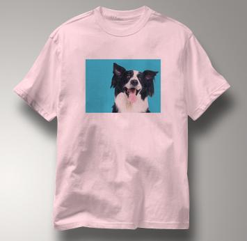 Border Collie T Shirt Portrait PINK Dog T Shirt Portrait T Shirt