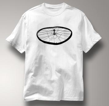 Bicycle T Shirt Busted Wheel Mountain Touring WHITE Cycling T Shirt Busted Wheel Mountain Touring T Shirt