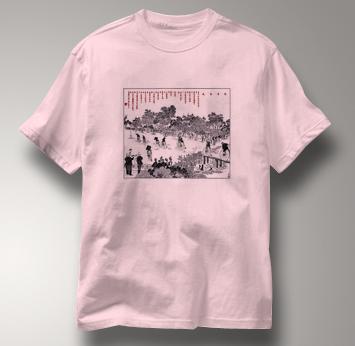 Bicycle T Shirt Chinese High Wheel Race 1889 PINK Cycling T Shirt Chinese High Wheel Race 1889 T Shirt