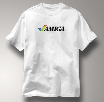 Commodore Computer T Shirt Vintage Logo Amiga WHITE Vintage Logo Amiga T Shirt Geek T Shirt