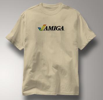 Commodore Computer T Shirt Vintage Logo Amiga TAN Vintage Logo Amiga T Shirt Geek T Shirt