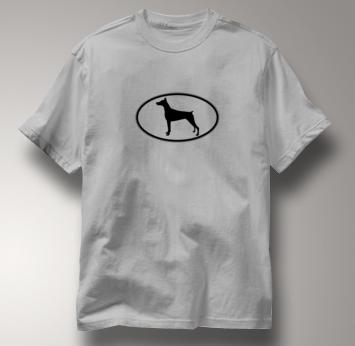 Doberman T Shirt Oval Profile GRAY Dog T Shirt Oval Profile T Shirt