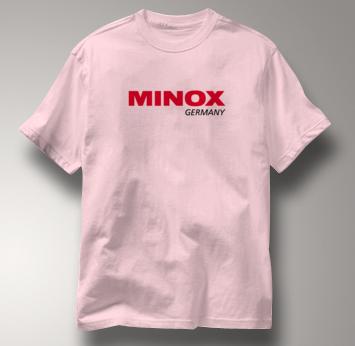 Minox Camera T Shirt Vintage Logo PINK Vintage Logo T Shirt