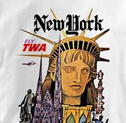 TWA T Shirt New York WHITE Airlines T Shirt Aviation T Shirt New York T Shirt