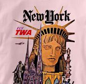 TWA T Shirt New York PINK Airlines T Shirt Aviation T Shirt New York T Shirt