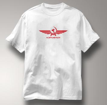 Aeroflot T Shirt Red Russian WHITE Airlines T Shirt Aviation T Shirt Soviet T Shirt Red Russian T Shirt