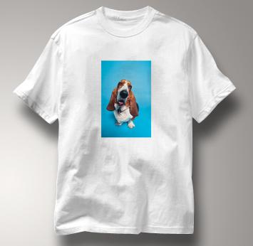 Basset Hound T Shirt Portrait WHITE Dog T Shirt Portrait T Shirt
