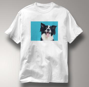 Border Collie T Shirt Portrait WHITE Dog T Shirt Portrait T Shirt