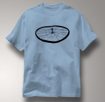 Bicycle T Shirt Busted Wheel Mountain Touring BLUE Cycling T Shirt Busted Wheel Mountain Touring T Shirt