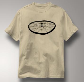 Bicycle T Shirt Busted Wheel Mountain Touring TAN Cycling T Shirt Busted Wheel Mountain Touring T Shirt