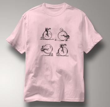 Bicycle T Shirt French Caricature High Mount 1897 PINK Cycling T Shirt French Caricature High Mount 1897 T Shirt