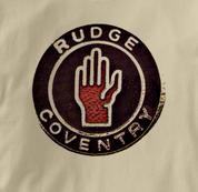 Rudge Motorcycle T Shirt Coventry Vintage Logo TAN British Motorcycle T Shirt Coventry Vintage Logo T Shirt
